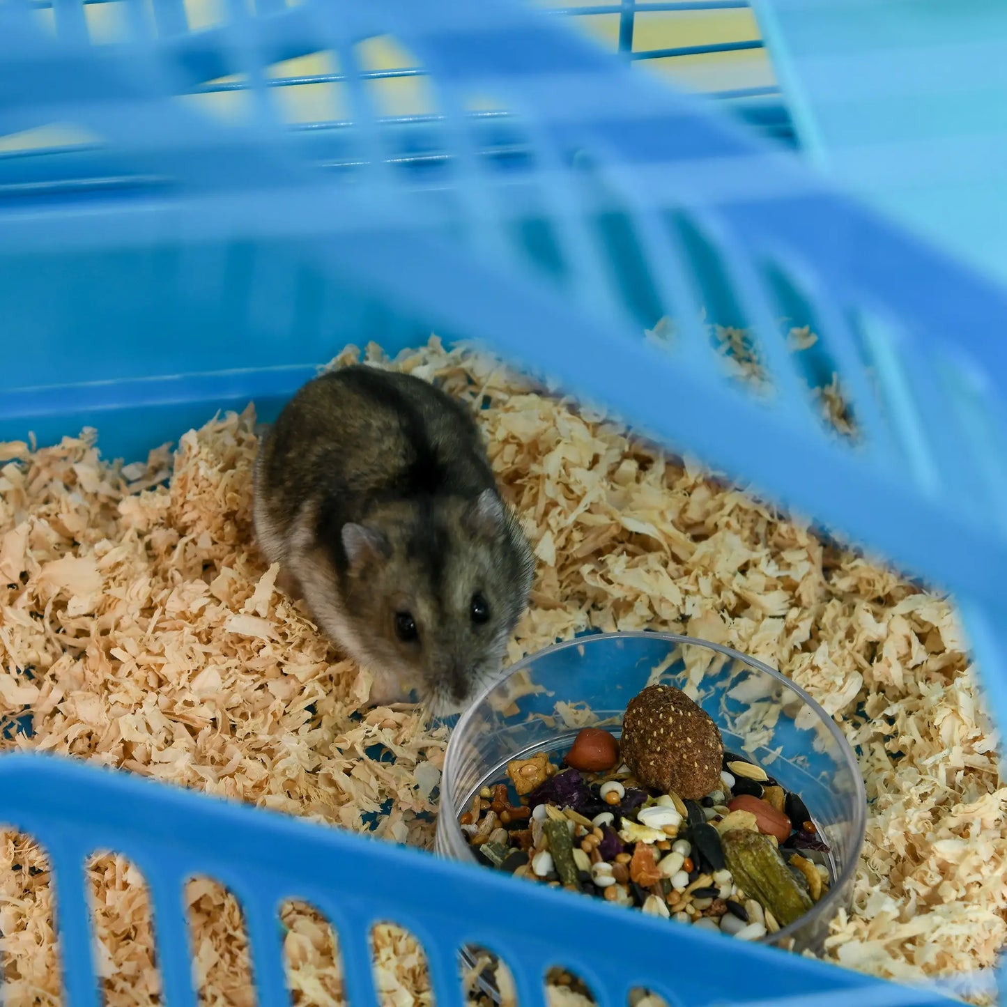 PawHut Hamster Cage, 5 Tier Carrier Habitat with Exercise Wheels Tunnel Tube House Ladder, Gerbil Cage for Dwarf Mice, Blue