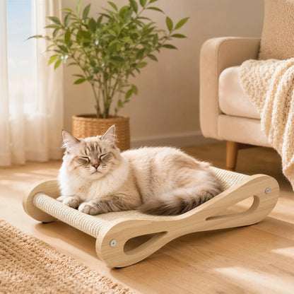 PawHut 2 in 1 Sisal Cat Scratcher Bed Cat Scratching Board and Lounger, Cream White