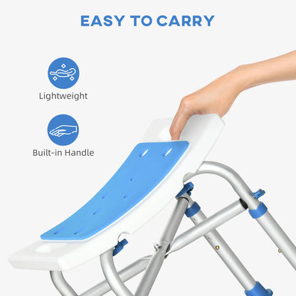 HOMCOM 44-51.5cm Aluminium Frame Shower/Bath Stool Seats - Blue