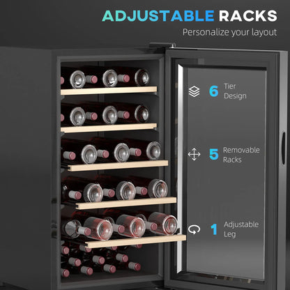 HOMCOM 41 Bottle Wine Fridge, 91 Litre Capacity, 45cm Freestanding Wine Cooler Fridge with LED Light, Digital Touch Screen, Black