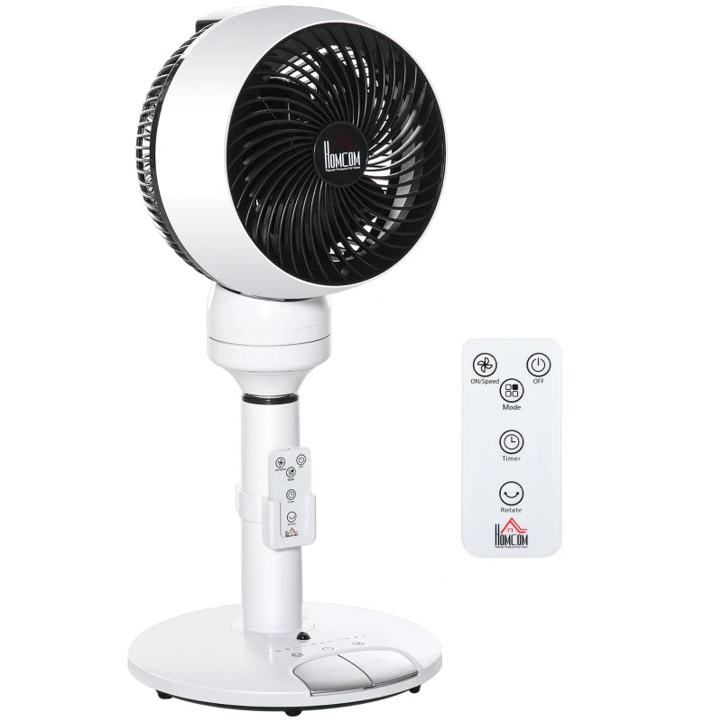 HOMCOM 9'' Air Circulator Fan 3 Speed 3 Mode, 70° Oscillation 90° Vertical Tilt, Height Adjustable, Remote Controller