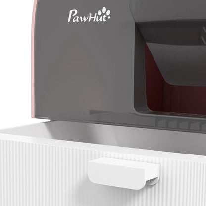 PawHut Hooded Cat Litter Box, Kitten Litter Tray with Lid, Scoop, Filter, Flap Door, Pink