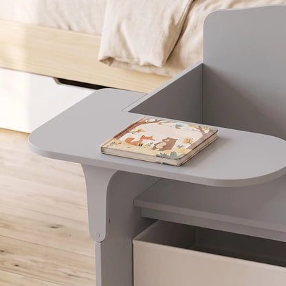 AIYAPLAY Kids Table and Chair Set, Children Desk with Storage Bins for Playing, Reading for Ages 3-5, Grey