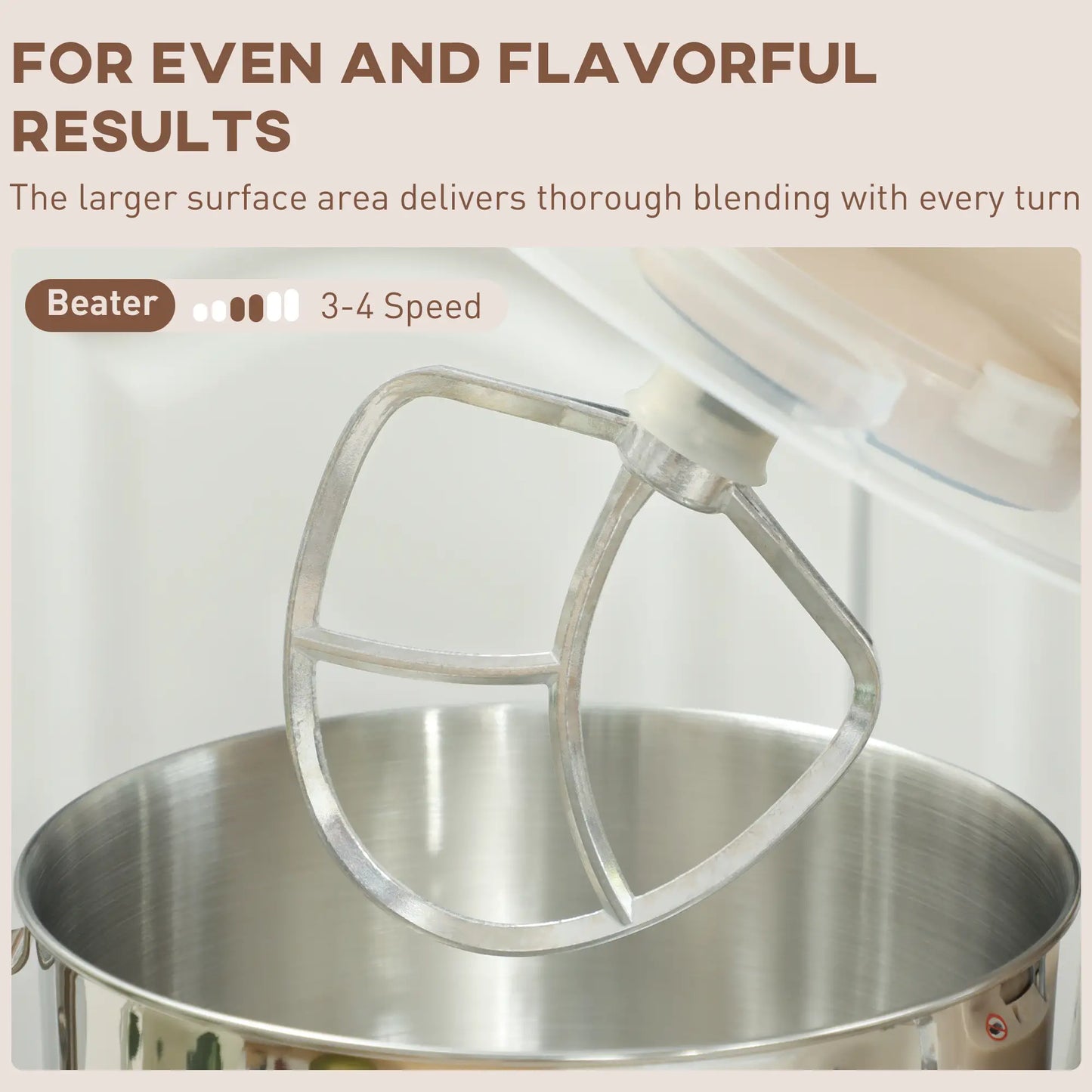 HOMCOM 1300W Kitchen Stand Mixer, with Accessories - Beige