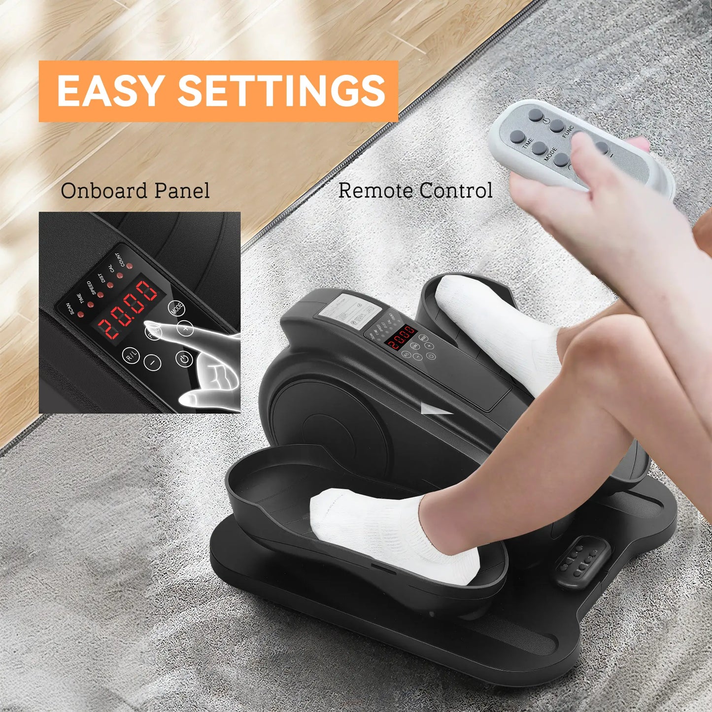SPORTNOW Under Desk Electric Elliptical Machine, Seated Pedal Exerciser with LCD Monitor, Remote Control and 10 Adjustable Speed, Black