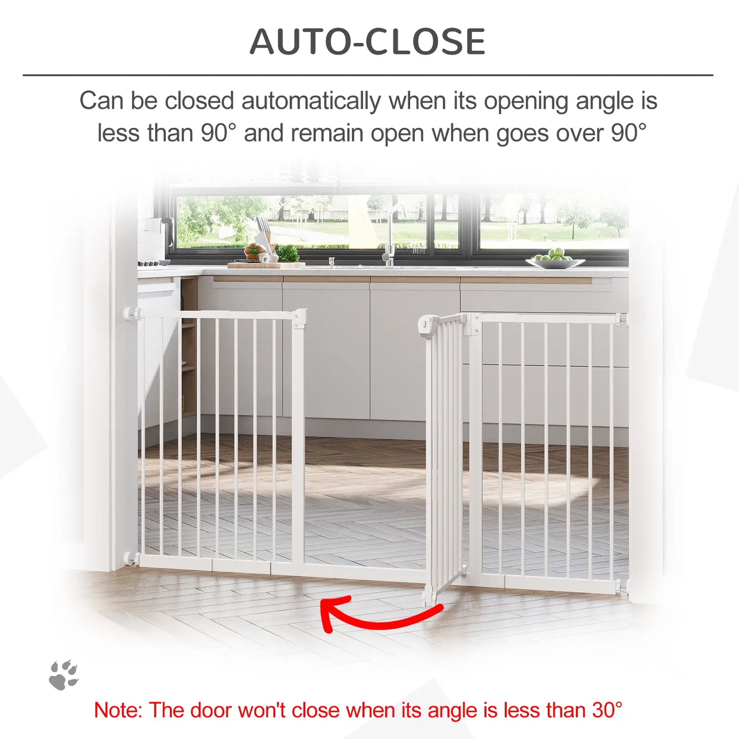 PawHut Dog Gate Stair Gate Pressure Fit Pets Barrier Auto Close for Doorway Hallway, 74-148cm Wide Adjustable