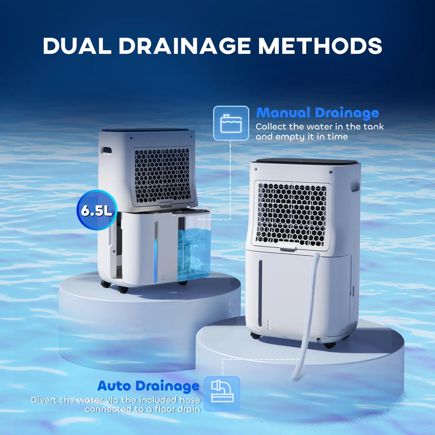 HOMCOM 6500mL Portable Dehumidifier with Air Purifier Filter, 24H Timer, 4 Modes for Home Laundry Basement