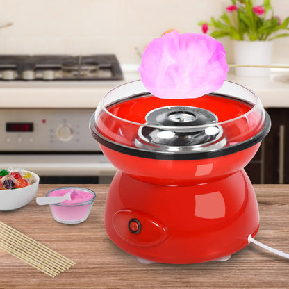 HOMCOM 450W Cotton Candy Floss Machine, with Candyfloss Sticks, Spoon, Splash Guard, Non-Slip Base, Red