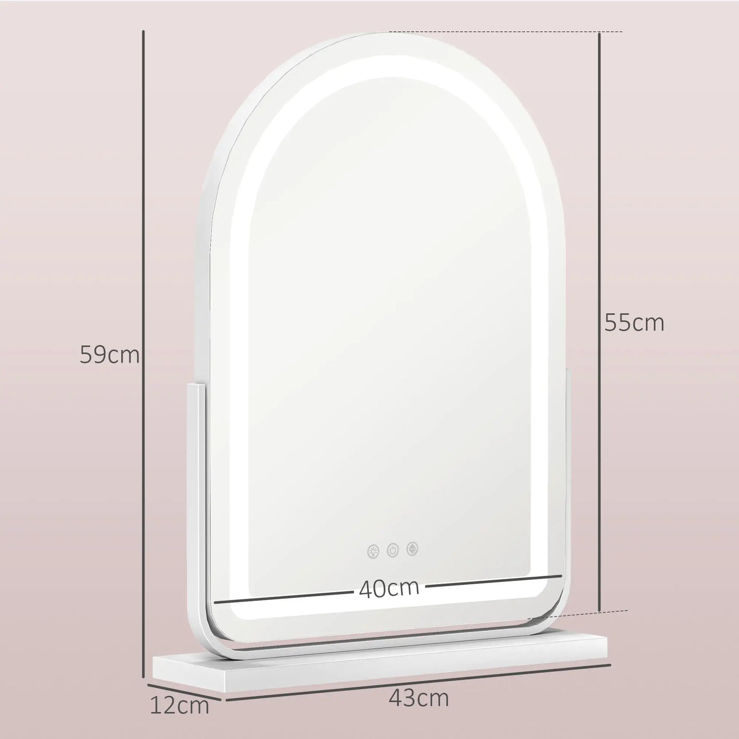 HOMCOM 43 x 59cm LED Vanity Mirror with Adjustable Colour - White