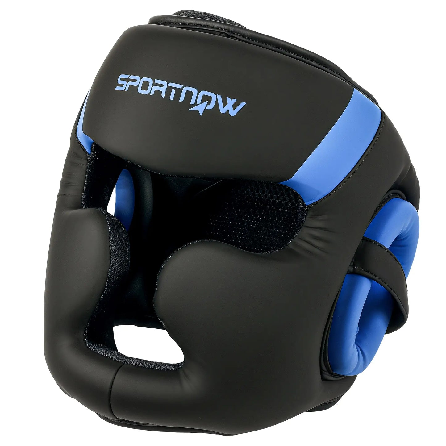 SPORTNOW Boxing Headguard w/ Adjustable Strap for Sparring, Kickboxing, MMA, Blue/Black