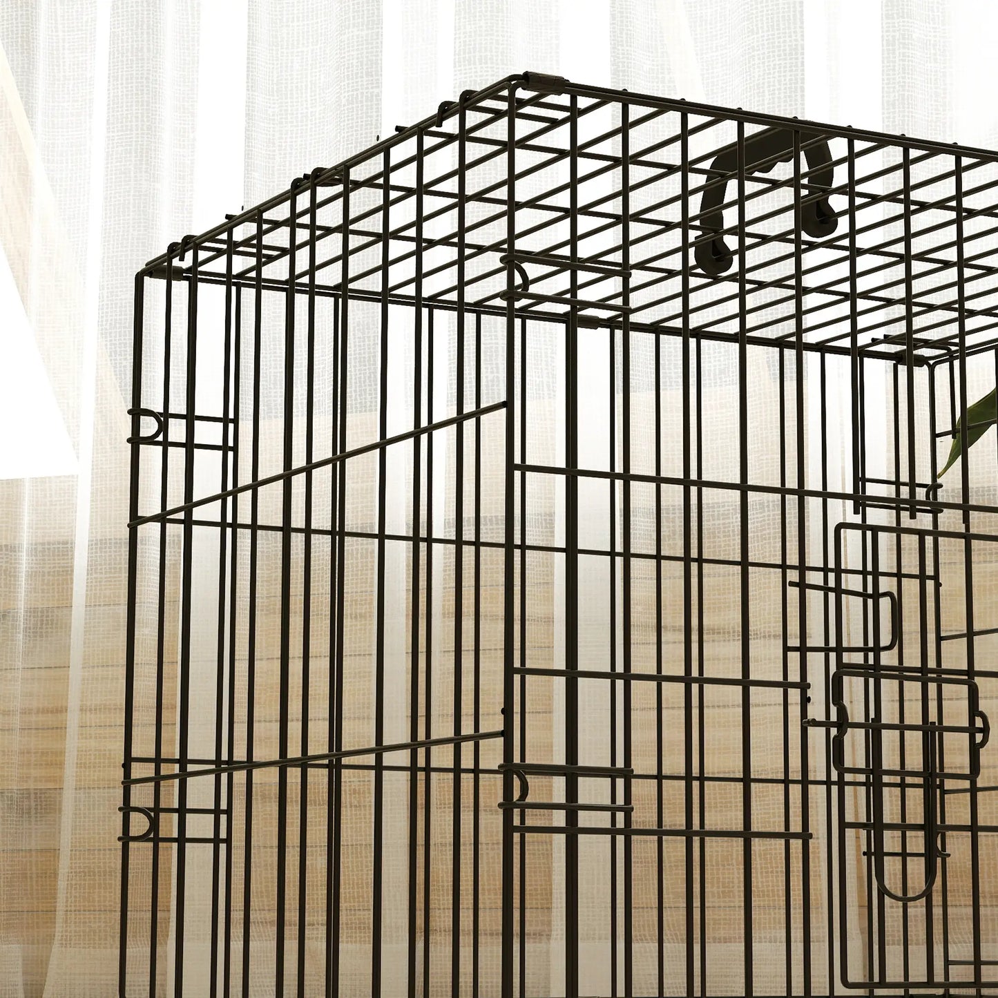 PawHut Foldable Dog Crate with Two Doors, Tray & Soft Cushion for Extra Small Dogs, Black