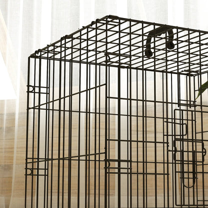 PawHut Foldable Dog Crate with Two Doors, Tray & Soft Cushion for Extra Small Dogs, Black