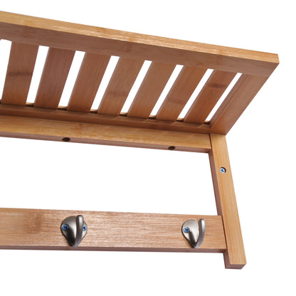 HOMCOM Wall Mounted Coat Clothes Hat Hanger 4 Hooks Rack Stand with Rail & Storage Shelf