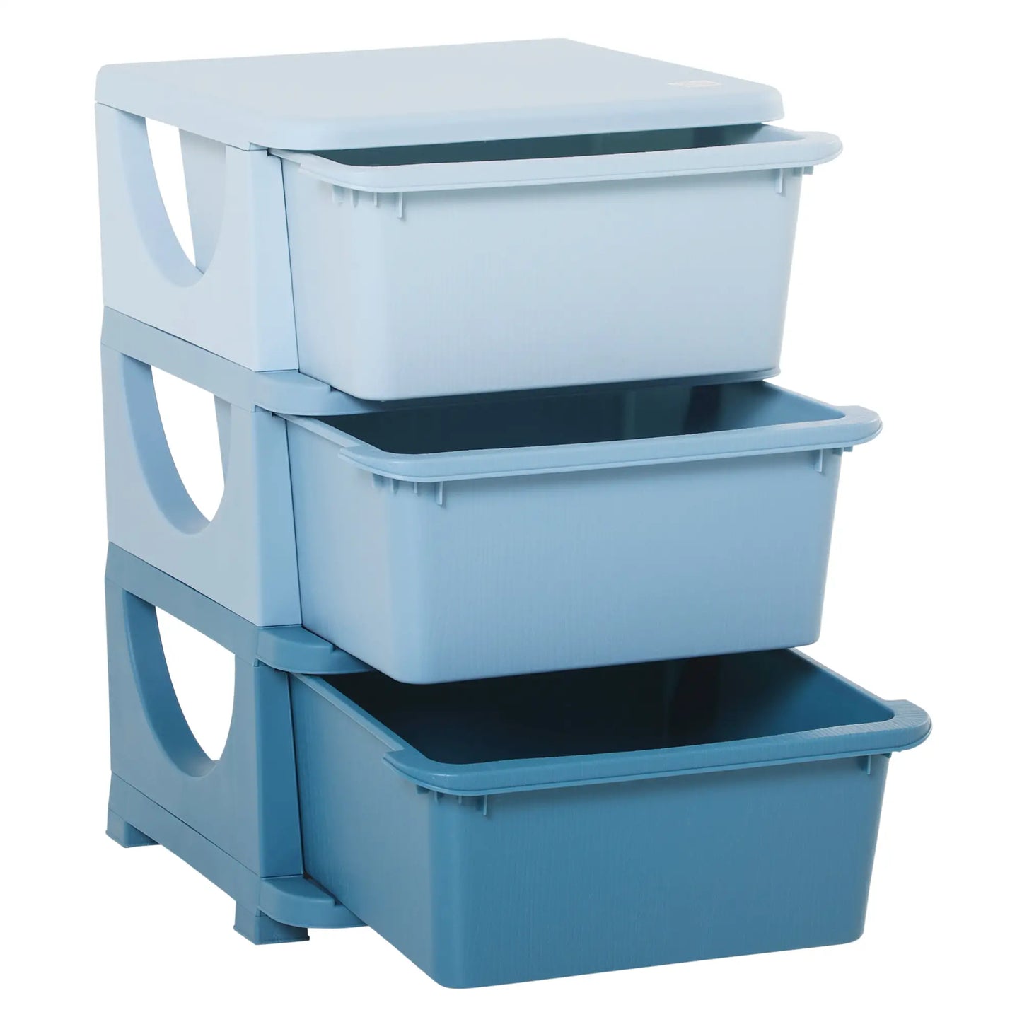HOMCOM 3 Drawers Plastic Kids Storage Units, 3 Tier Children Toy Chest for Nursery, Playroom, Blue