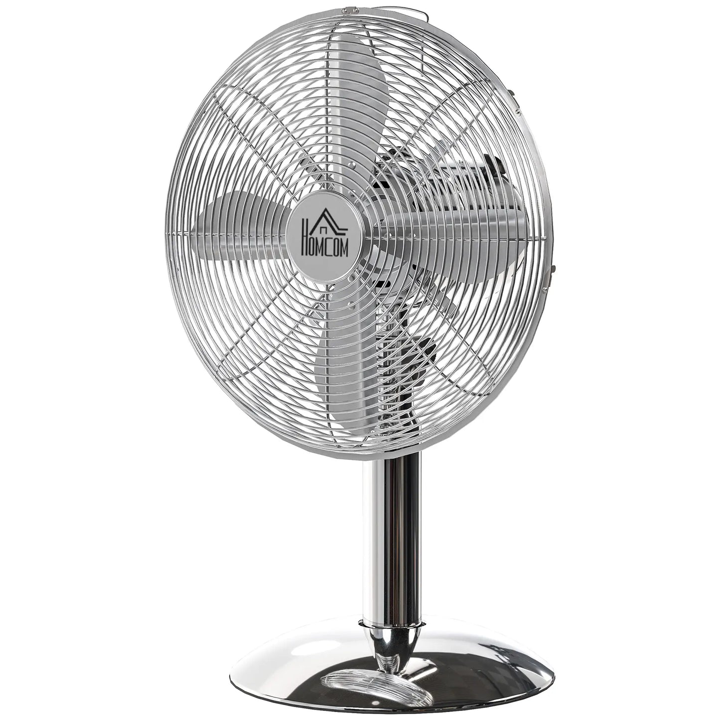 HOMCOM Three-Speed Oscillating Desk Air Fan - Silver-Tone