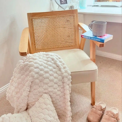 HOMCOM Wooden Rattan Armchair Weave Panel Accent Chair - Natural Finish