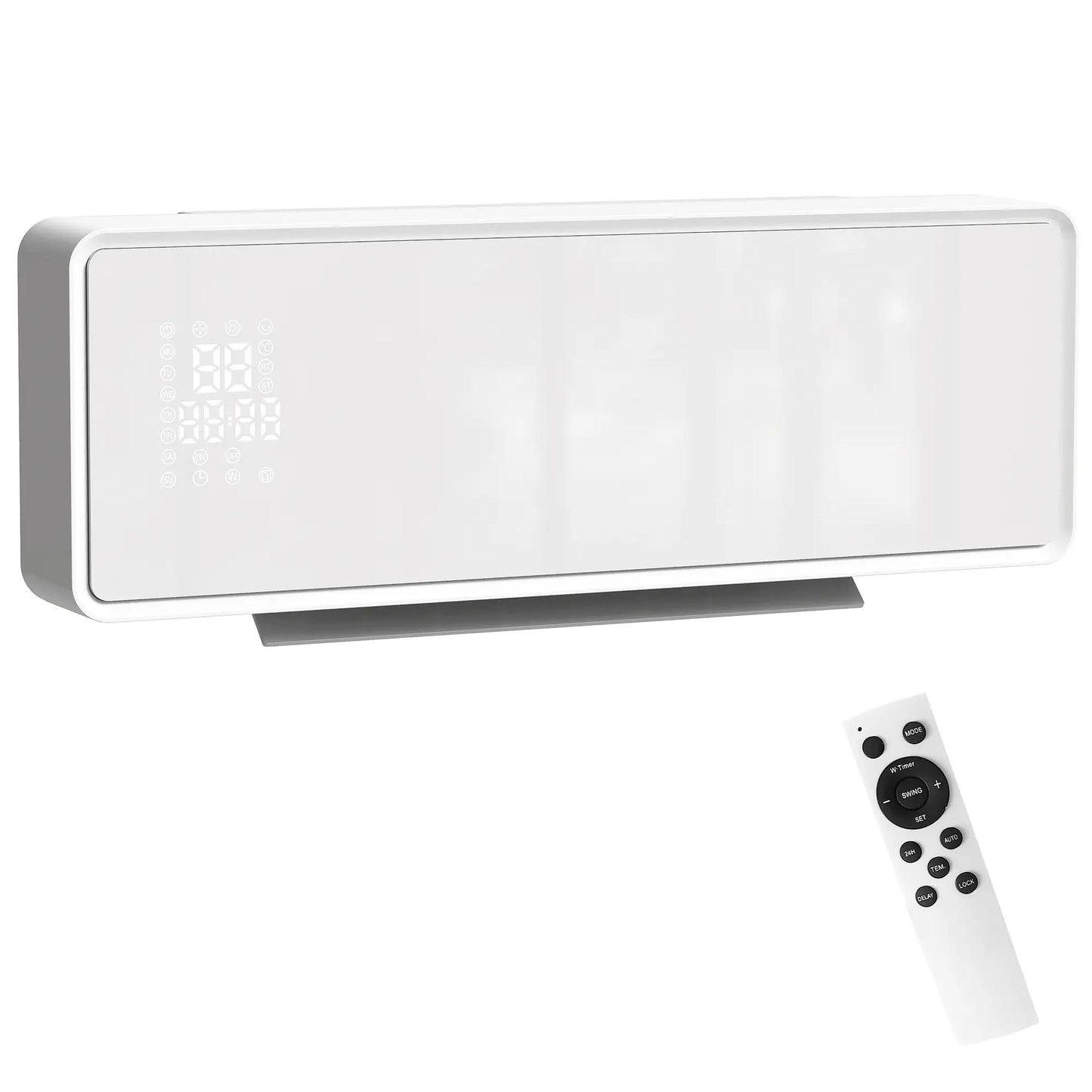 HOMCOM 2000W Ceramic Electric Heater with Fan, Adjustable Thermostat, Wall Mounted - White