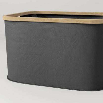 HOMCOM 36L Foldable Laundry Basket, with Bamboo Top Portable and Foldable - Black