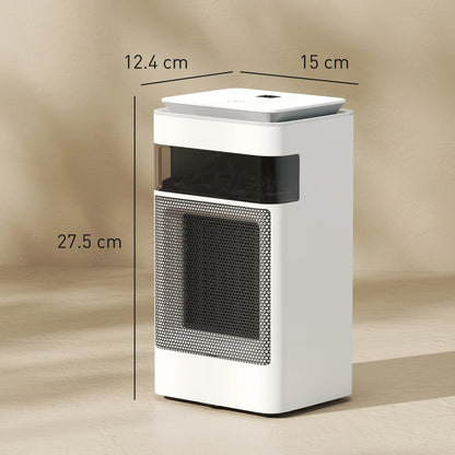 HOMCOM Ceramic Electric Heater, 1500W Fan Space Heater with 3 Modes, 24H Timer, Flame Effect, Oscillation, White