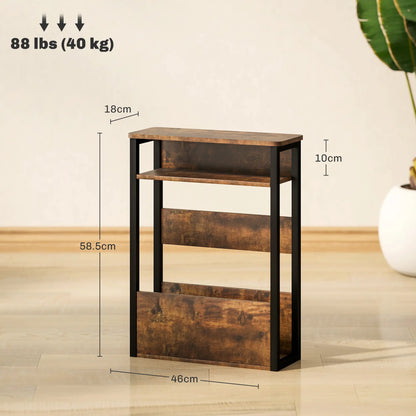 HOMCOM Industrial-Style Side Table, Wood-Effect Bedside Table with Metal Frame - Black/Brown