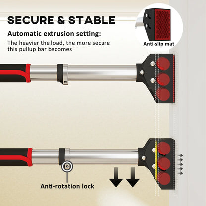 SPORTNOW Doorway Pull Up Bar, No Screws Door Frame Chin Up Bar, Adjustable Length for Home Gym Workout, Max Load 200kg