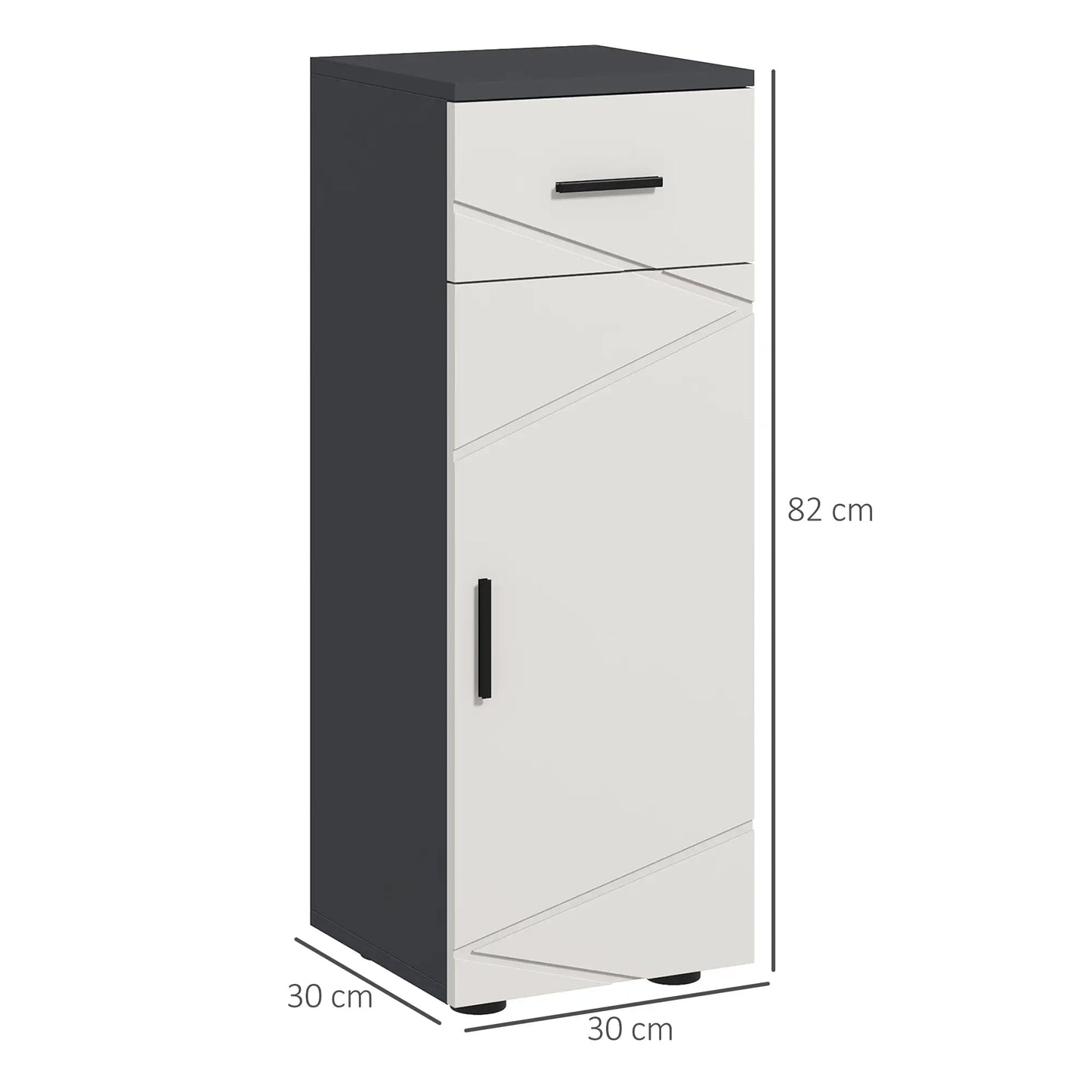 kleankin Slim Bathroom Cabinet, Narrow Bathroom Storage Cabinet with Drawer, Door Cupboard, Adjustable Shelf, Grey