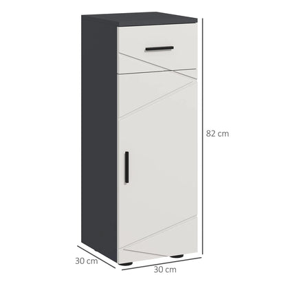 kleankin Slim Bathroom Cabinet, Narrow Bathroom Storage Cabinet with Drawer, Door Cupboard, Adjustable Shelf, Grey
