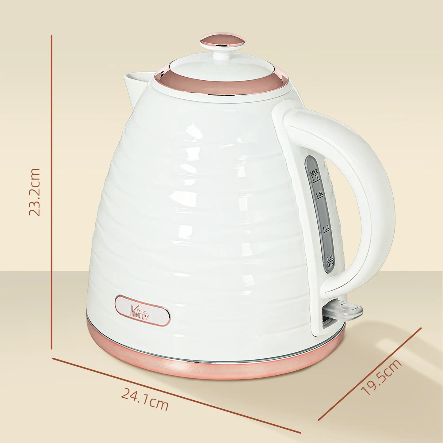 HOMCOM Kitchen 3kW Rapid Fast Boil Honeycomb Kettle - Cream