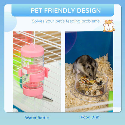 PawHut 5 Tier Hamster Cage, Gerbil Cage with Exercise Wheel, Feeder Bowl, Tube - Blue