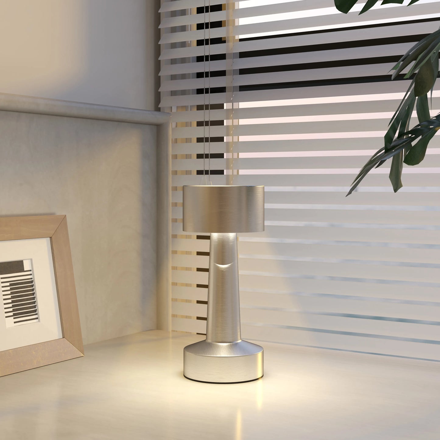 HOMCOM Cordless Table Lamp, Touch LED Desk Lamp with Rechargeable Battery, 3 Colour - Silver