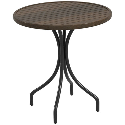 Outsunny Φ66cm Galvanised Steel Outdoor Garden Table - Brown