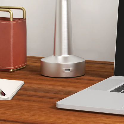 HOMCOM Cordless Table Lamp, Touch LED Desk Lamp with Rechargeable Battery, 3 Colour - Silver