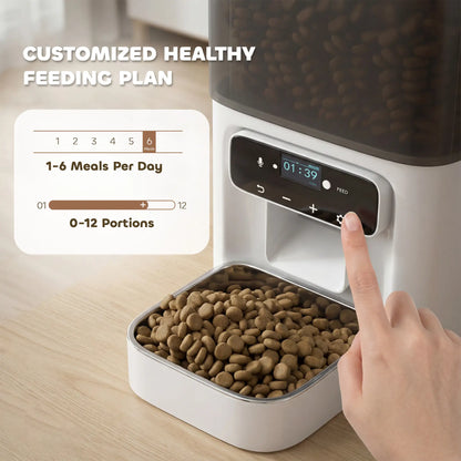 PawHut Programmable Automatic Cat Feeder with Timer Up to 6 Meals Per Day, 10s Voice Recorder, Portion Control