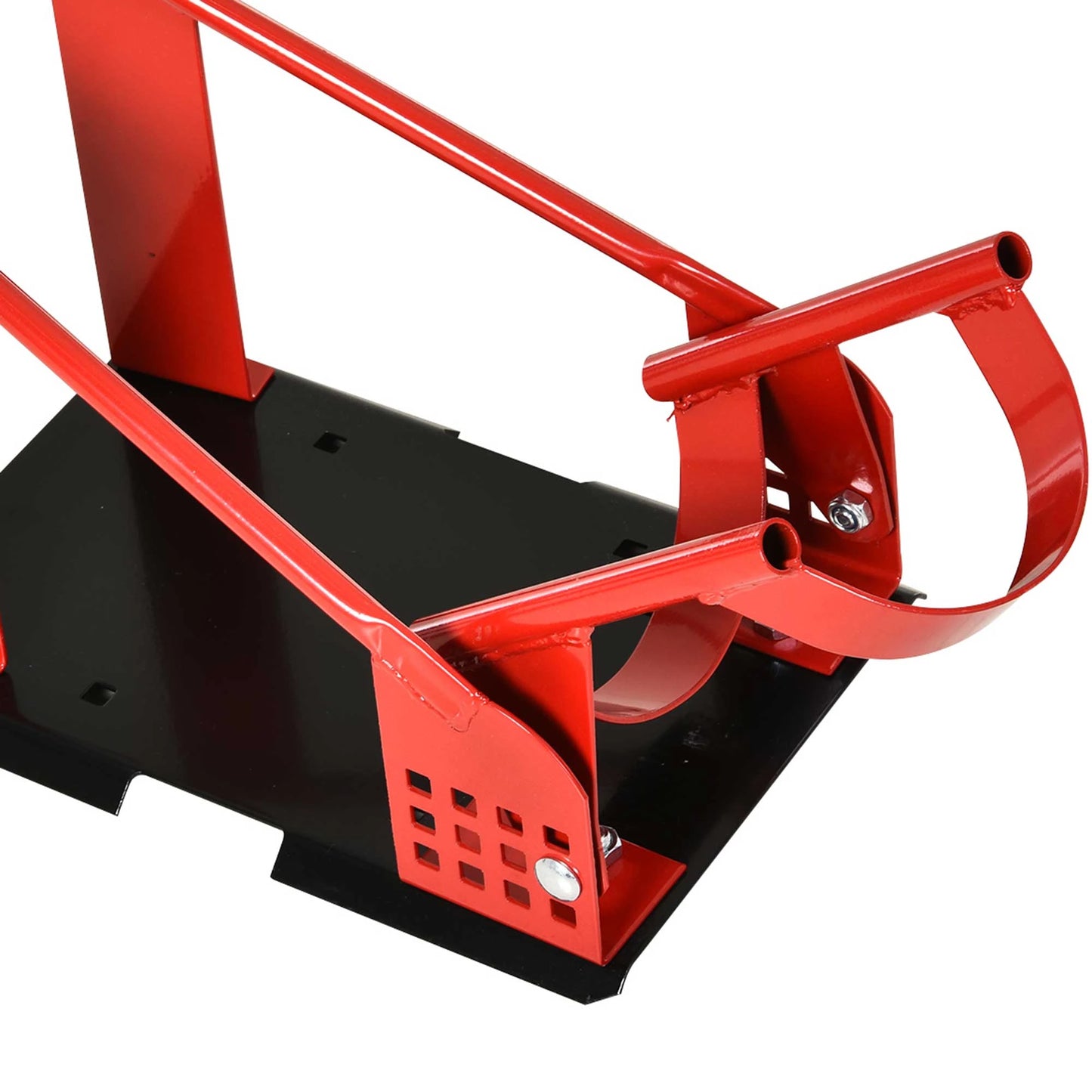 HOMCOM Motorcycle Wheel Chock 8-15.5 cm Metal Motorbike Holder Pre-Drilled Holes For Truck and Trailer