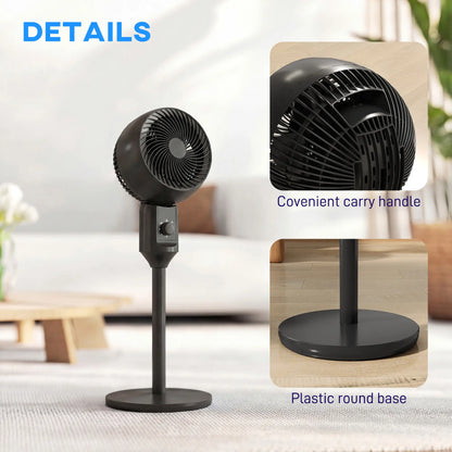HOMCOM Air Circulator Fan Pedestal Cooling Fan with 3 Speed & Carry Handle, Black