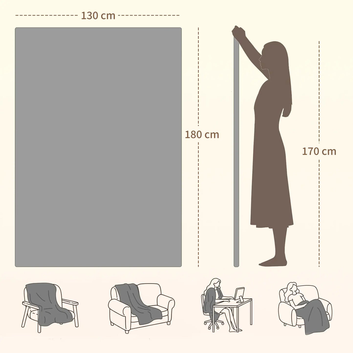 HOMCOM Electric Throw Heated Blanket with 10 Heat Levels & 10H Timer, Machine Washable with Overheat Protection, Grey