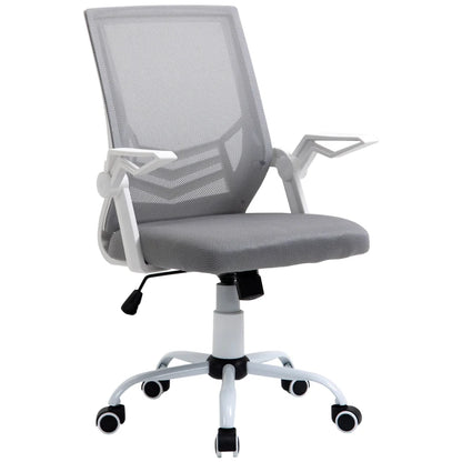 Vinsetto Mesh Office Chair with Flip-up Armrest, Swivel Computer Chair with Adjustable Height, Tilt Function for Home/Office, Grey