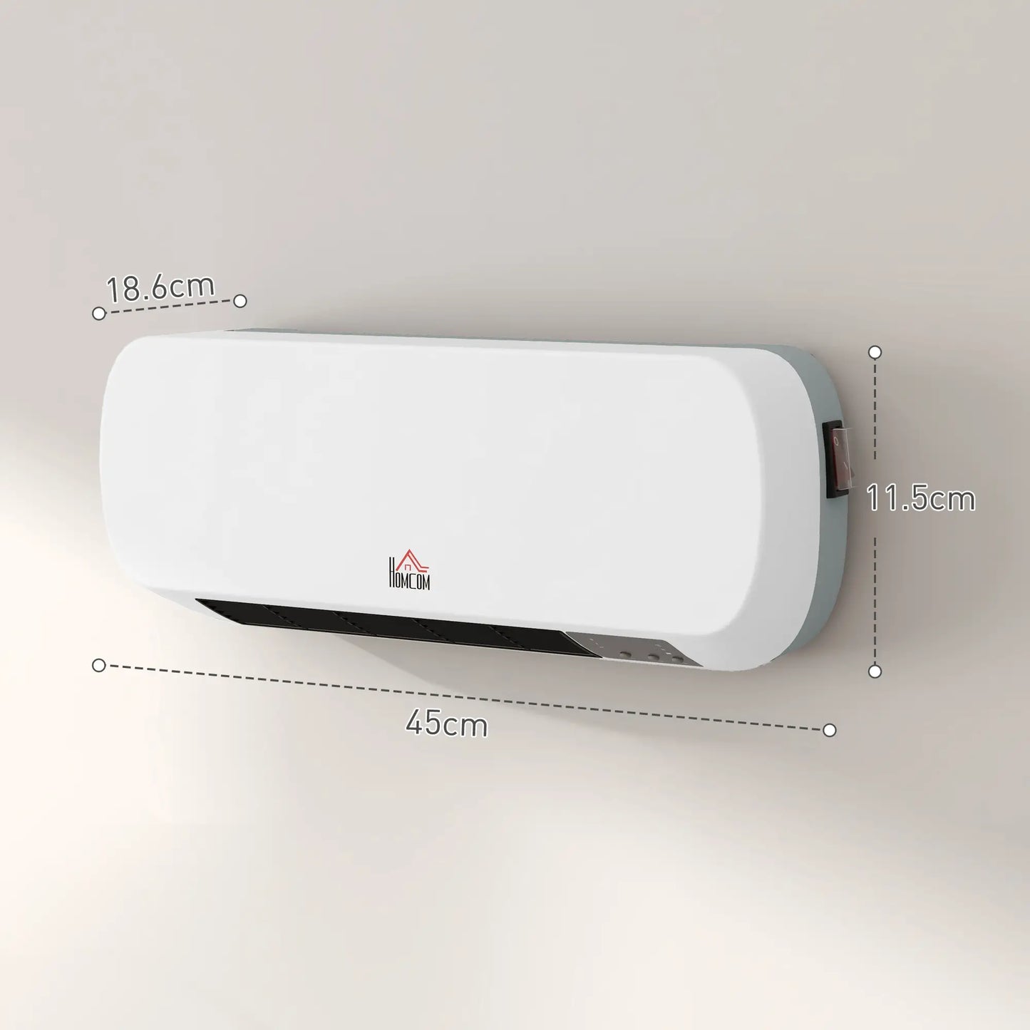 HOMCOM 2000W Wall Mounted Ceramic Electric Space Heater, 10-49°C Temperature, White