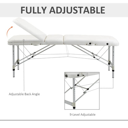 HOMCOM Foldable Massage & Relaxation Table Professional Salon SPA Facial Couch Bed White