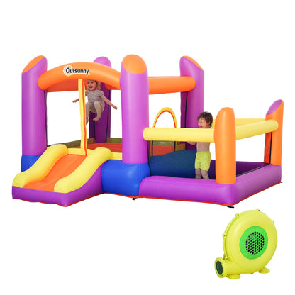 Outsunny Kids Bouncy Castle House Inflatable Trampoline Slide Water Pool 3 in 1 with Blower for Kids Age 3-8