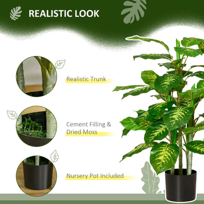 HOMCOM Evergreen Tree Fake Decorative Artificial Indoor Faux Plant, with Pots