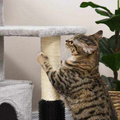 PawHut Cat Tree for Indoor Cats Climbing Tower Kitten Scratch Post Activity Center Kitten with Massage Toy Hanging Ball