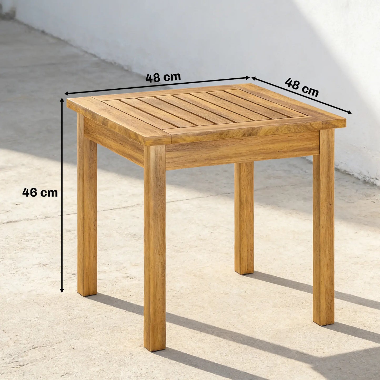 Outsunny Coffee Table Fully Assembled Patio Side Table Slatted Top Solid Acacia Wood, Natural Wood