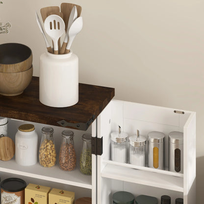 HOMCOM Multi-Storage Farmhouse Style Kitchen Cabinet - White