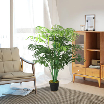 Outsunny Artificial Palm Plant Decorative Tree with Nursery Pot, Fake Plastic Indoor Home Office Décor, Green