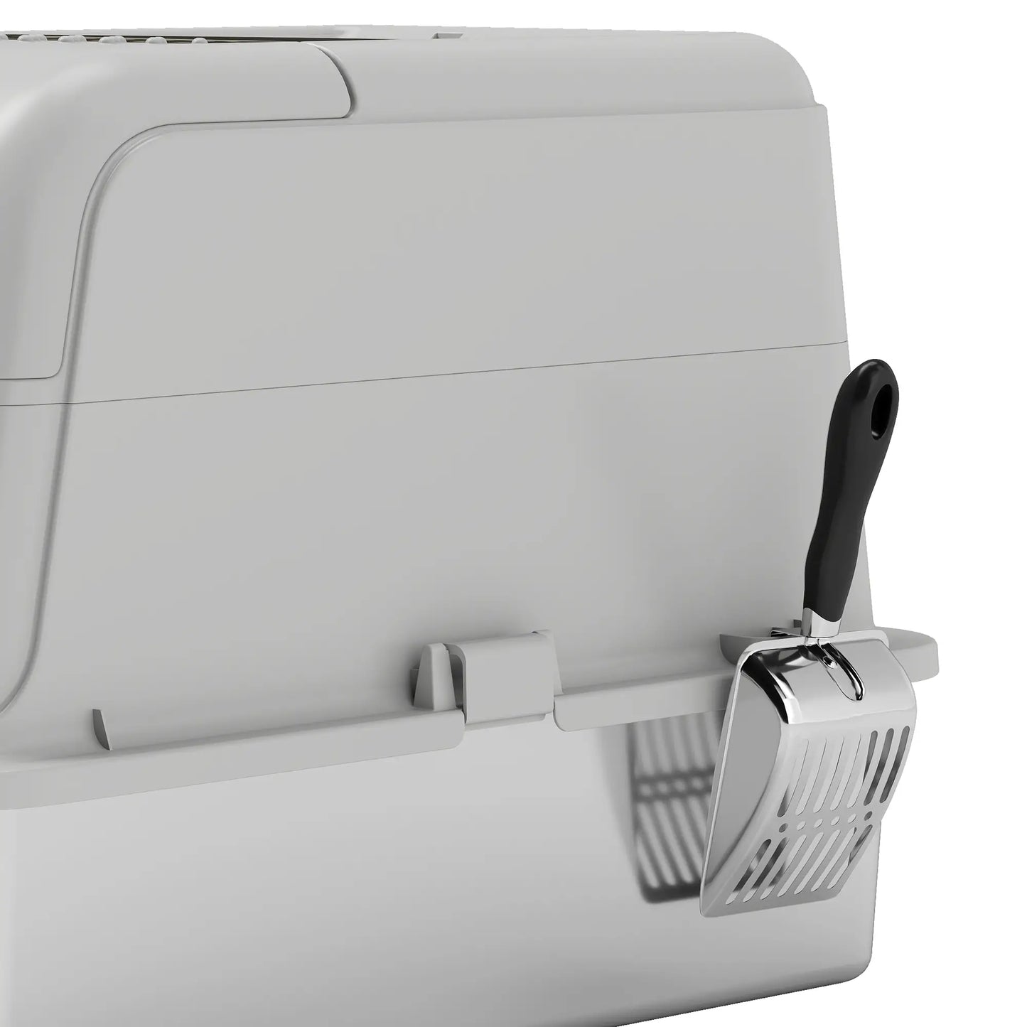 PawHut Extra Large Stainless Steel Litter Box, Enclosed Cat Litter Tray with Scoop, Deodorizer Bag, Front-Entry & Top-Exit