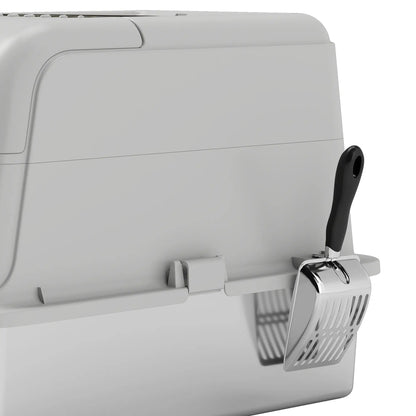 PawHut Extra Large Stainless Steel Litter Box, Enclosed Cat Litter Tray with Scoop, Deodorizer Bag, Front-Entry & Top-Exit