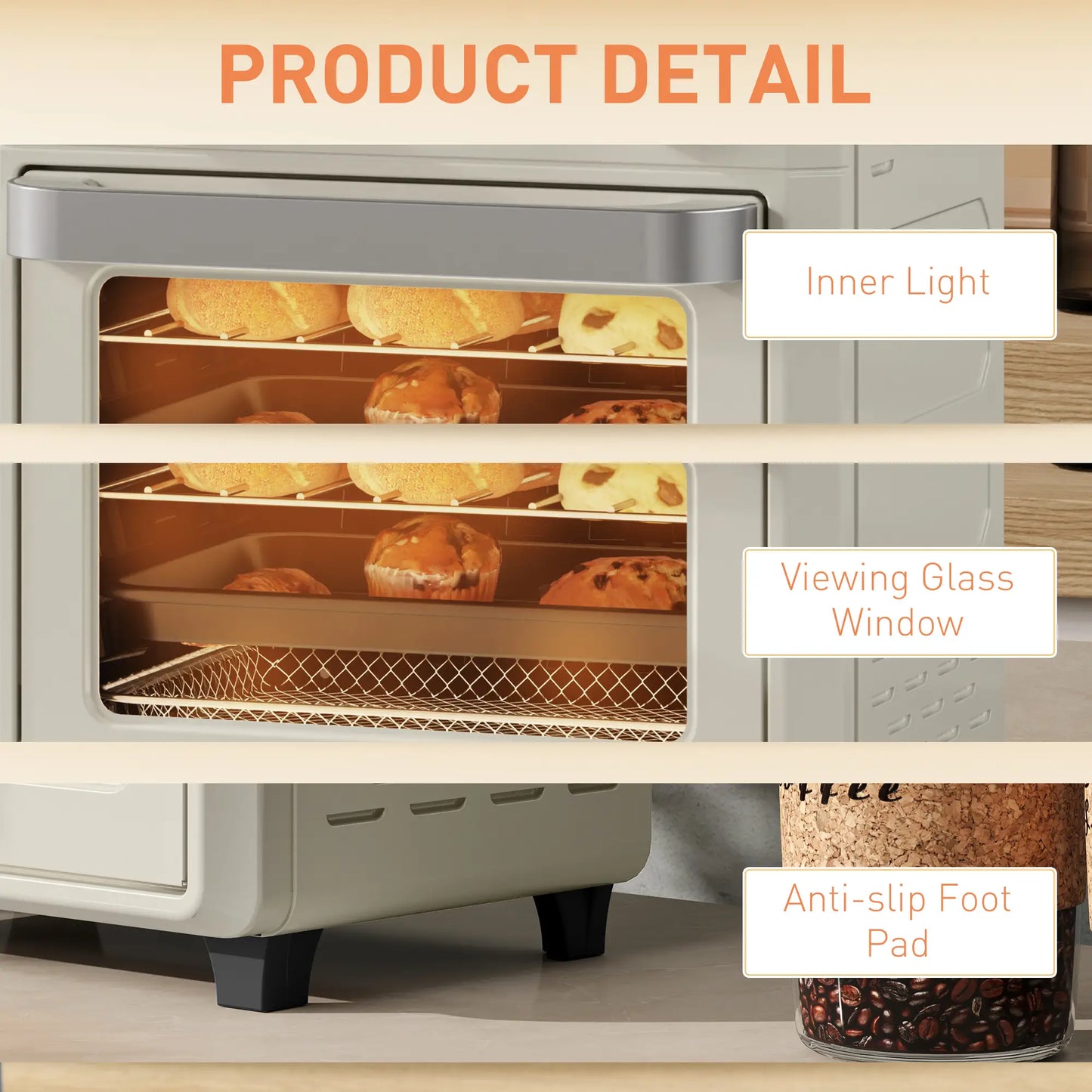 HOMCOM 10L Air Fryer Oven, Mini Oven, Oil Free Cooking, Grill, Roast, Bake, with Adjustable Temperature, Timer, 1000W