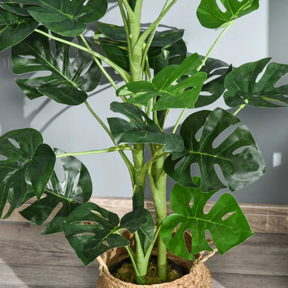 Outsunny 100cm/3.3FT Artificial Monstera Tree, Cheese Plant with Nursery Pot, Fake Tropical Palm Tree for Indoor Décor