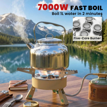 Outsunny 7000W Camping Stove with Piezo Ignition, High Power Gas Stove with 50kg Capacity for Outdoor Hiking